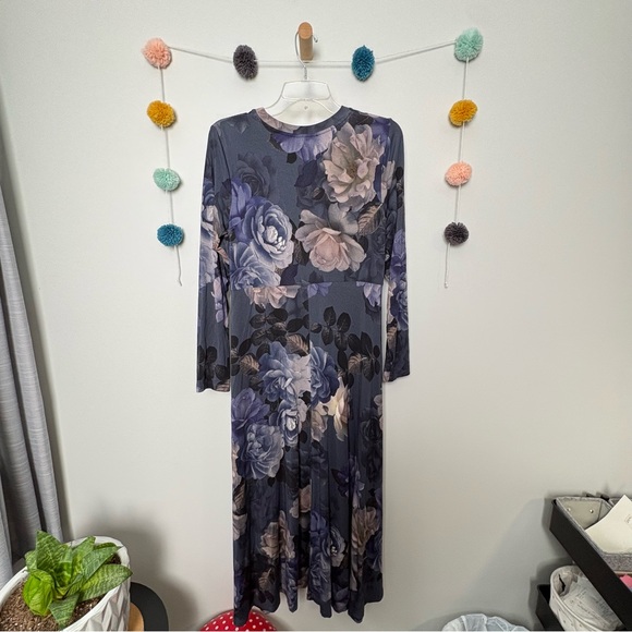 Johnny Was Grey Peony Long Sleeve Floral Dress - Picture 11 of 11